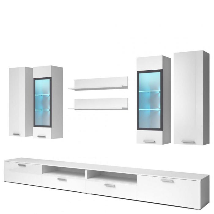 Wall Unit SARAH 2 White gloss / Black frames