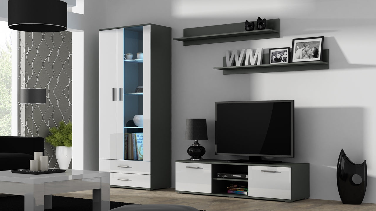 Wall Entertainment Unit SOHO 11G grey / white gloss