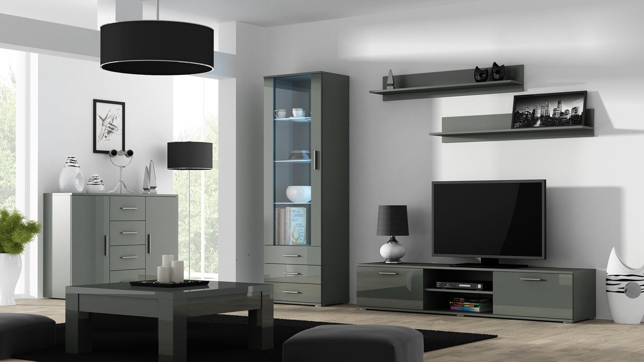 Wall Entertainment Unit SOHO 2H grey gloss