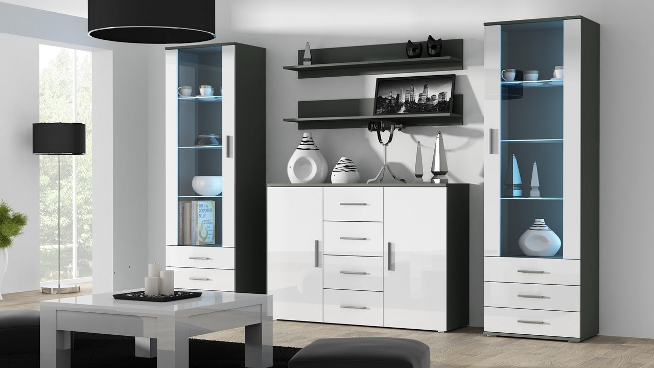 Wall Entertainment Unit SOHO 3G grey / white gloss