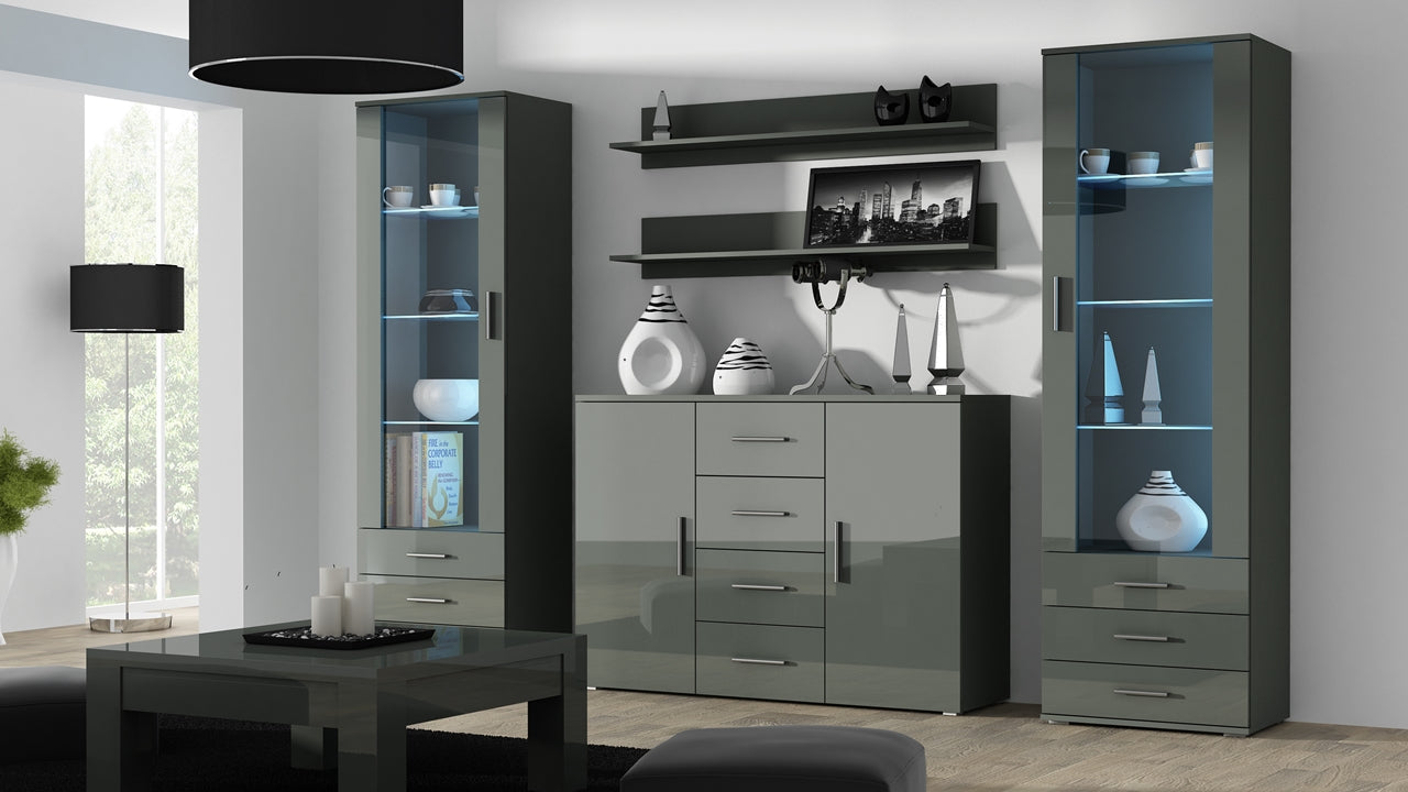 Wall Entertainment Unit SOHO 3H grey gloss