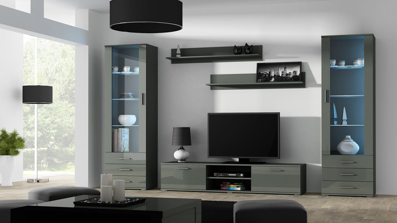 Wall Entertainment Unit SOHO 4H grey gloss