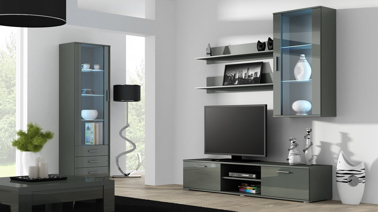 Wall Entertainment Unit SOHO 6H grey gloss