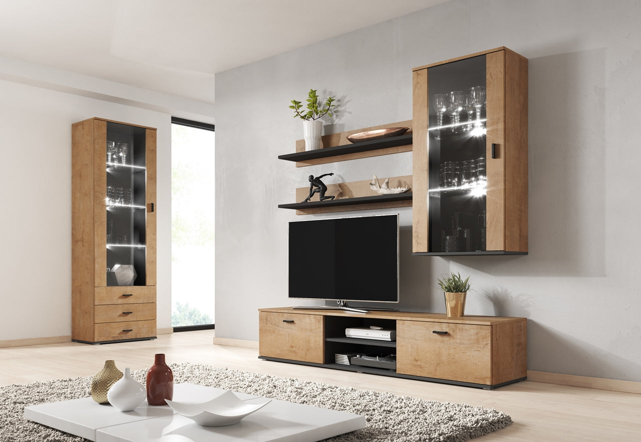 Wall Entertainment Unit SOHO 6I oak lefkas / black