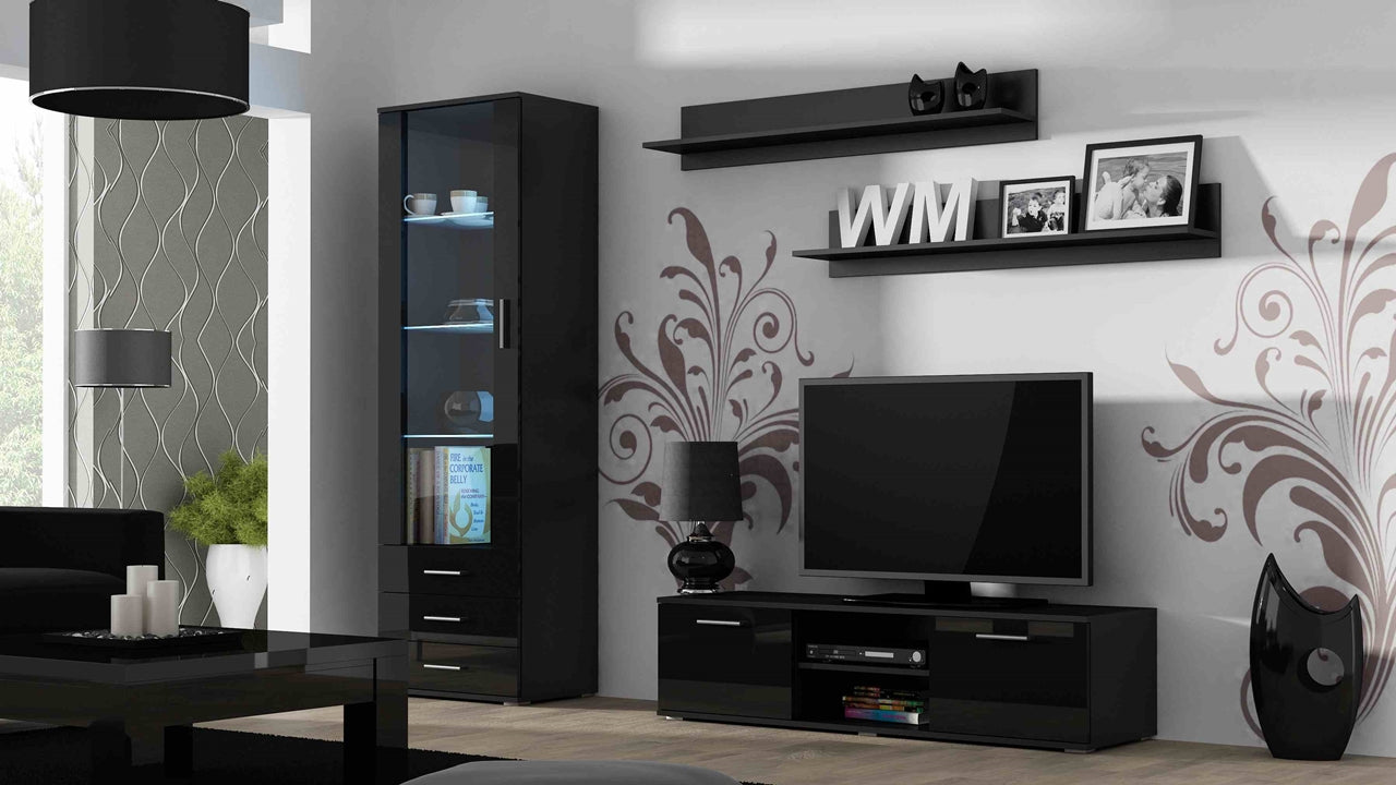 Wall Entertainment Unit SOHO 7D black gloss