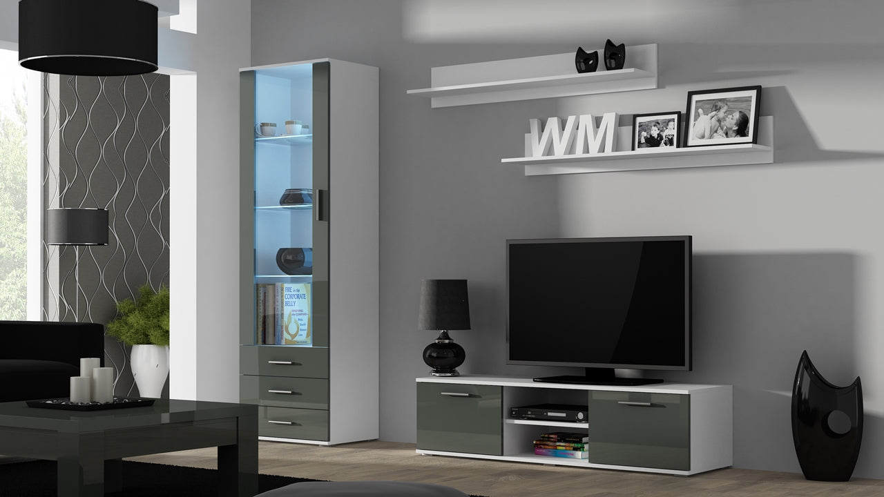 Wall Entertainment Unit SOHO 7F white / grey gloss