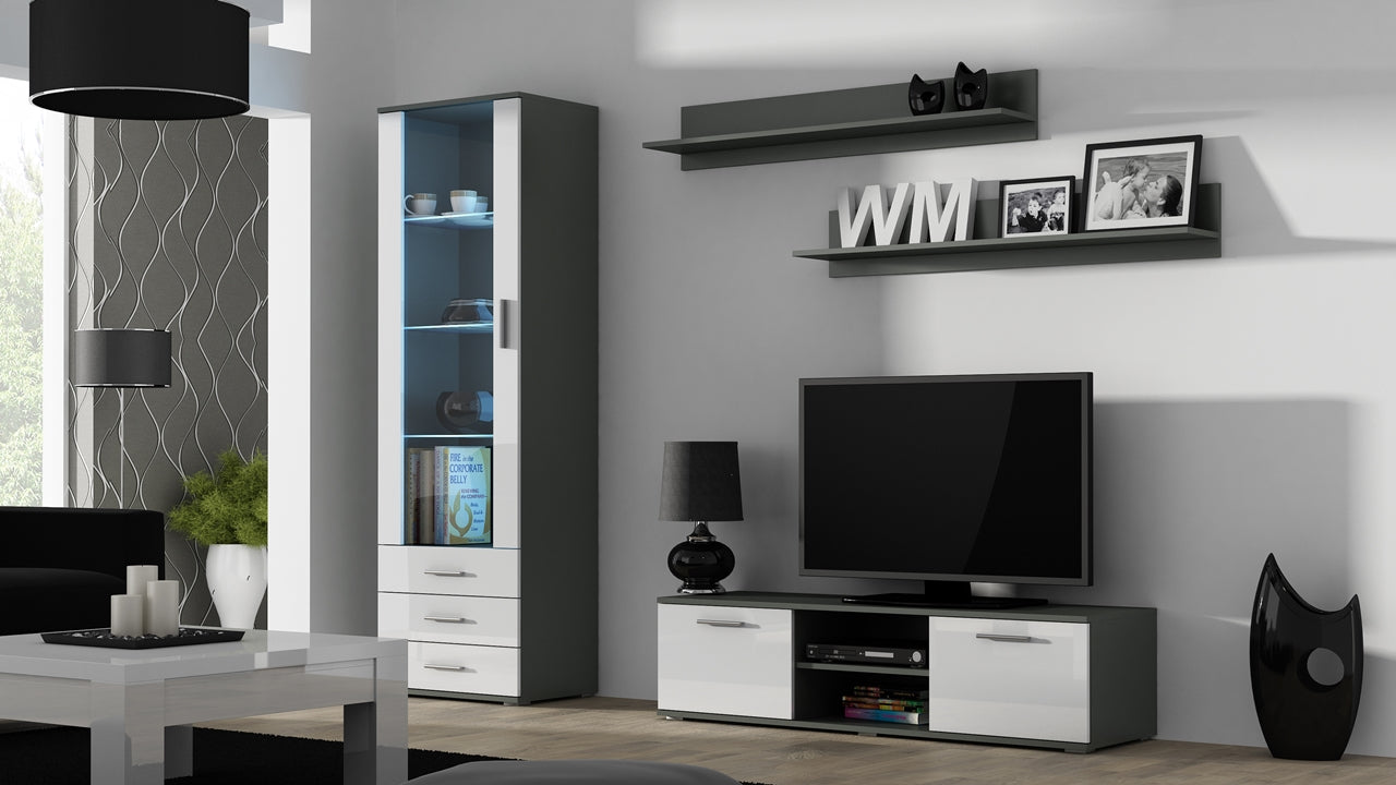 Wall Entertainment Unit SOHO 7G grey / white gloss