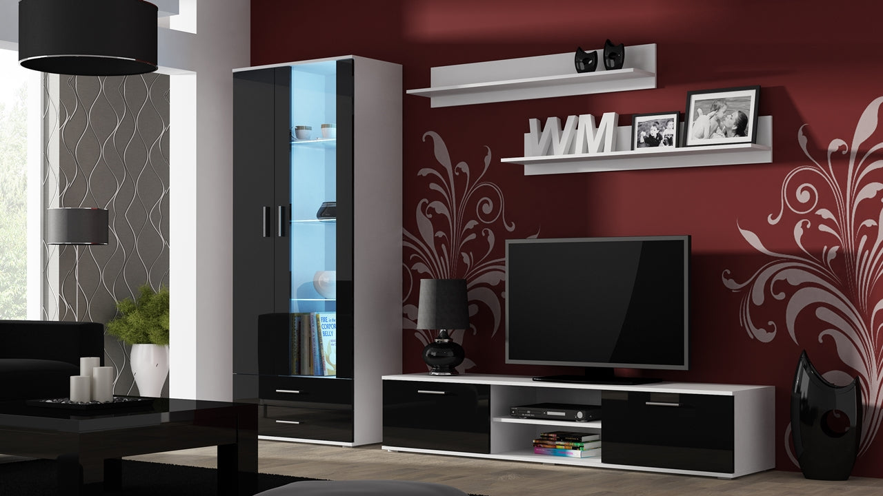 Wall Entertainment Unit SOHO 8B white / black gloss