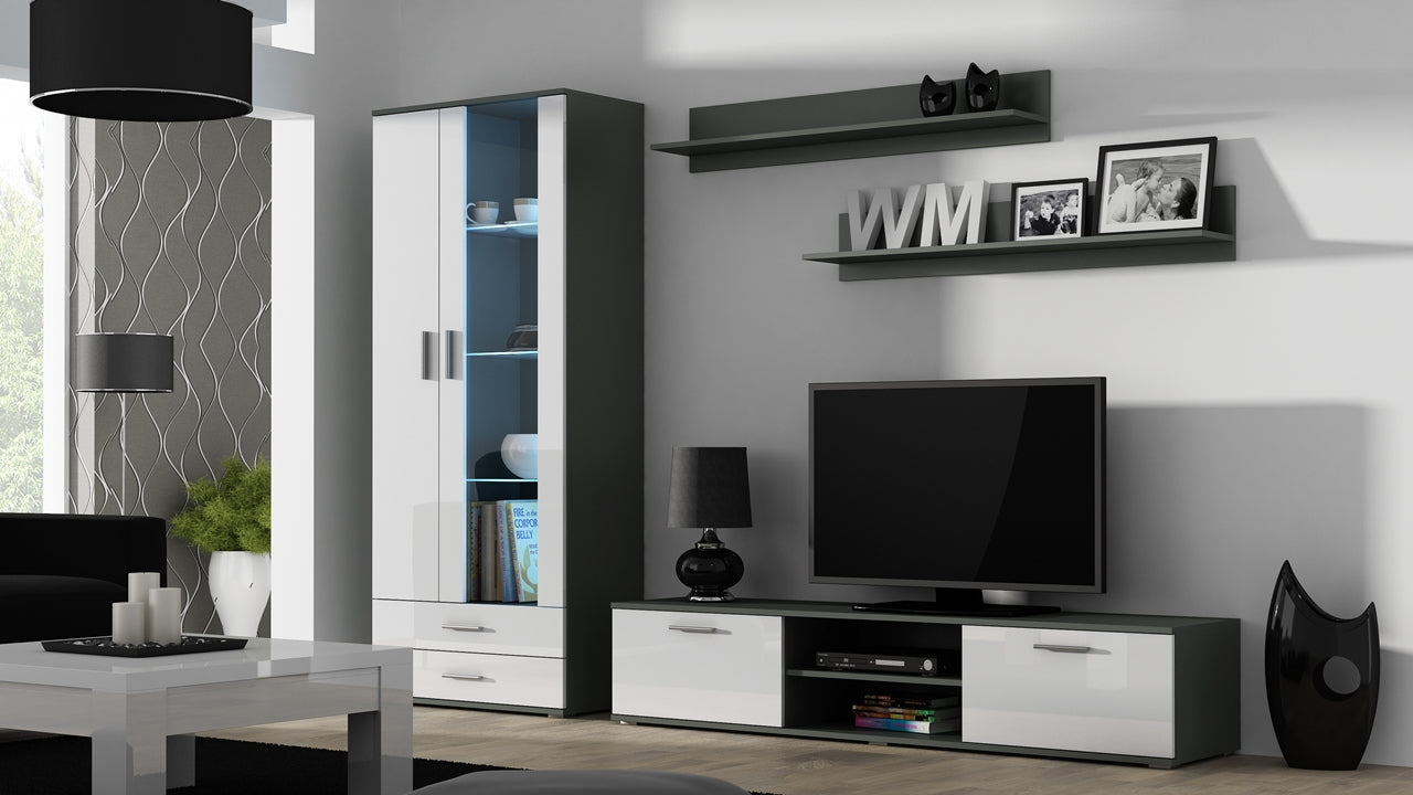 Wall Entertainment Unit SOHO 8G grey / white gloss