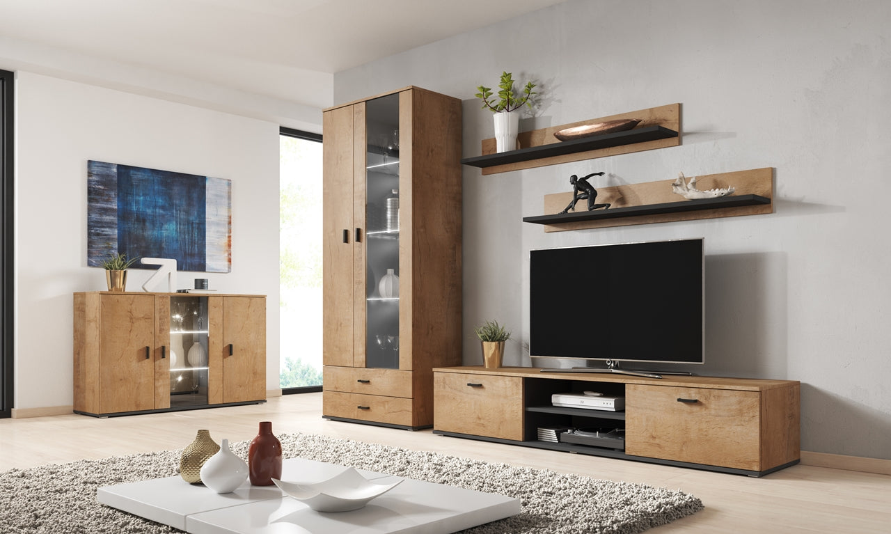 Wall Entertainment Unit SOHO 9I oak lefkas / black