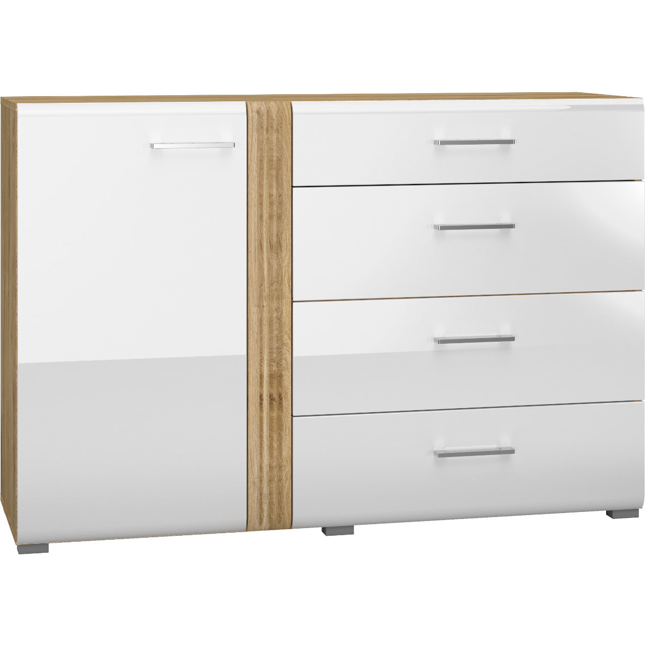 Chest of Drawers FLORES FS04 oak castello / white gloss