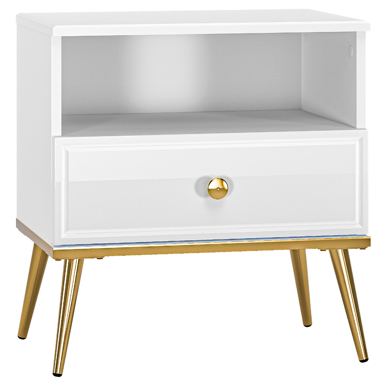 Bedside cabinet GOLDEN GL07 white gloss