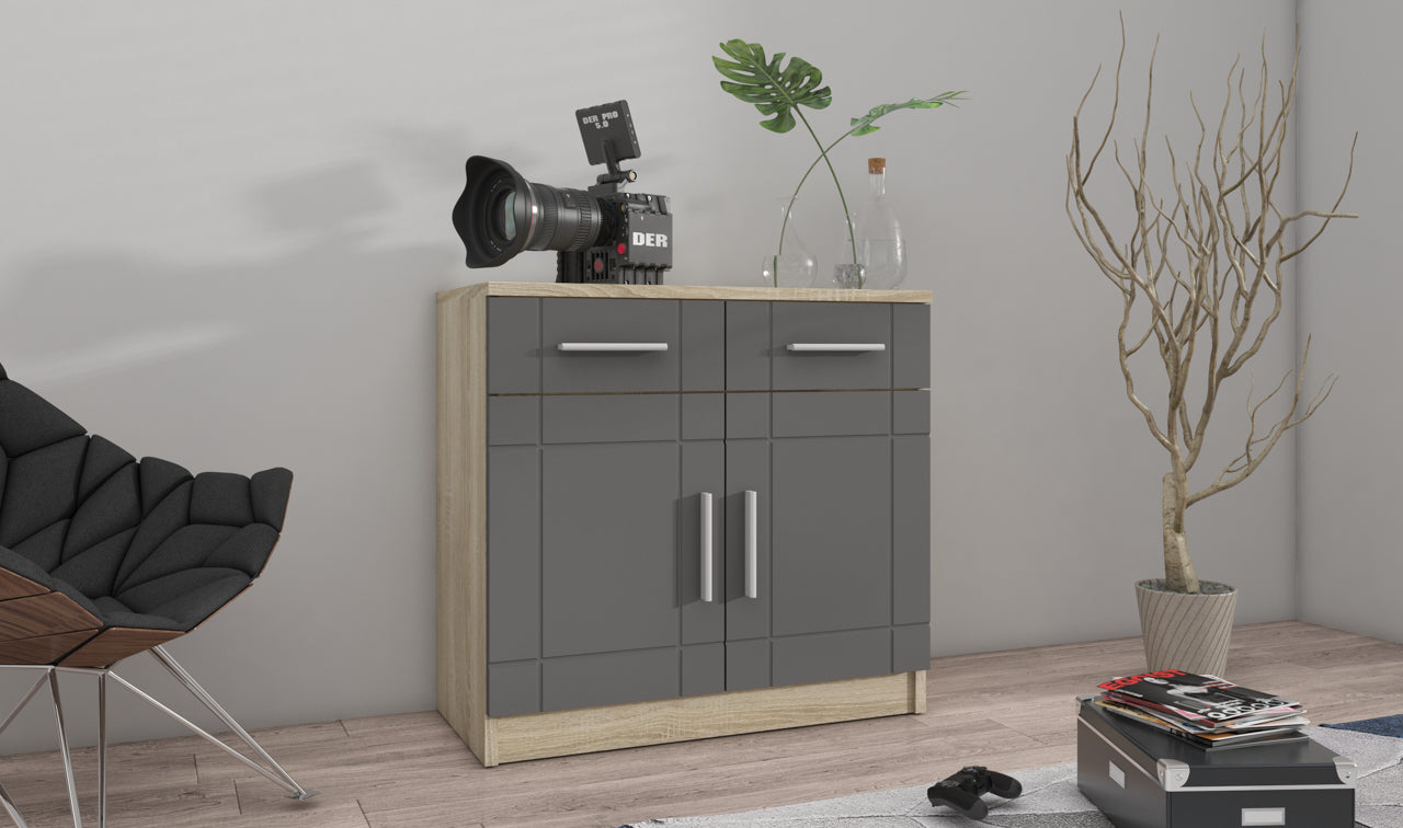 Chest of Drawers PARIS 2D graphite MDF / sonoma