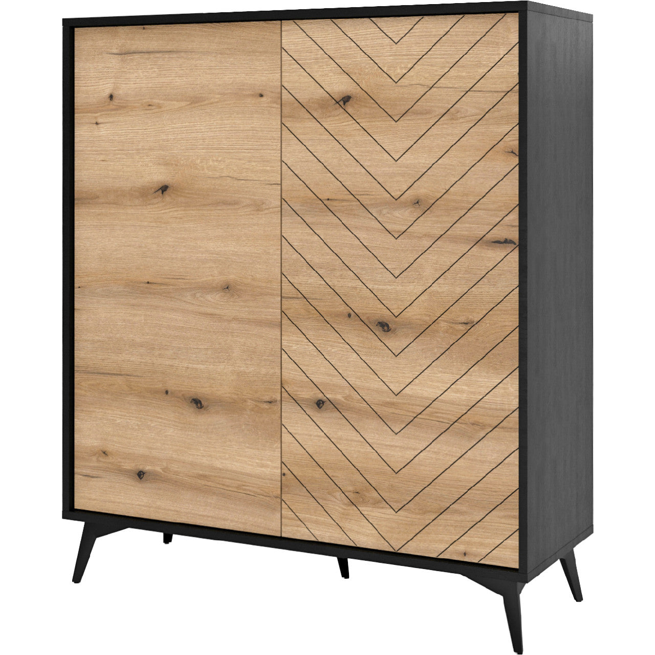 Chest of drawers DIAMOND 04 black / evoke oak