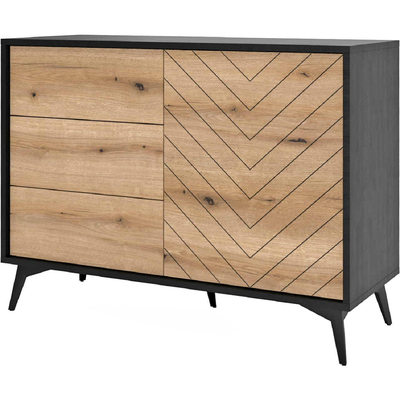 Chest of drawers DIAMOND 05 black / evoke oak