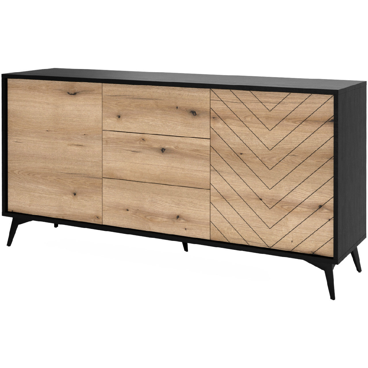 Chest of drawers DIAMOND 06 black / evoke oak