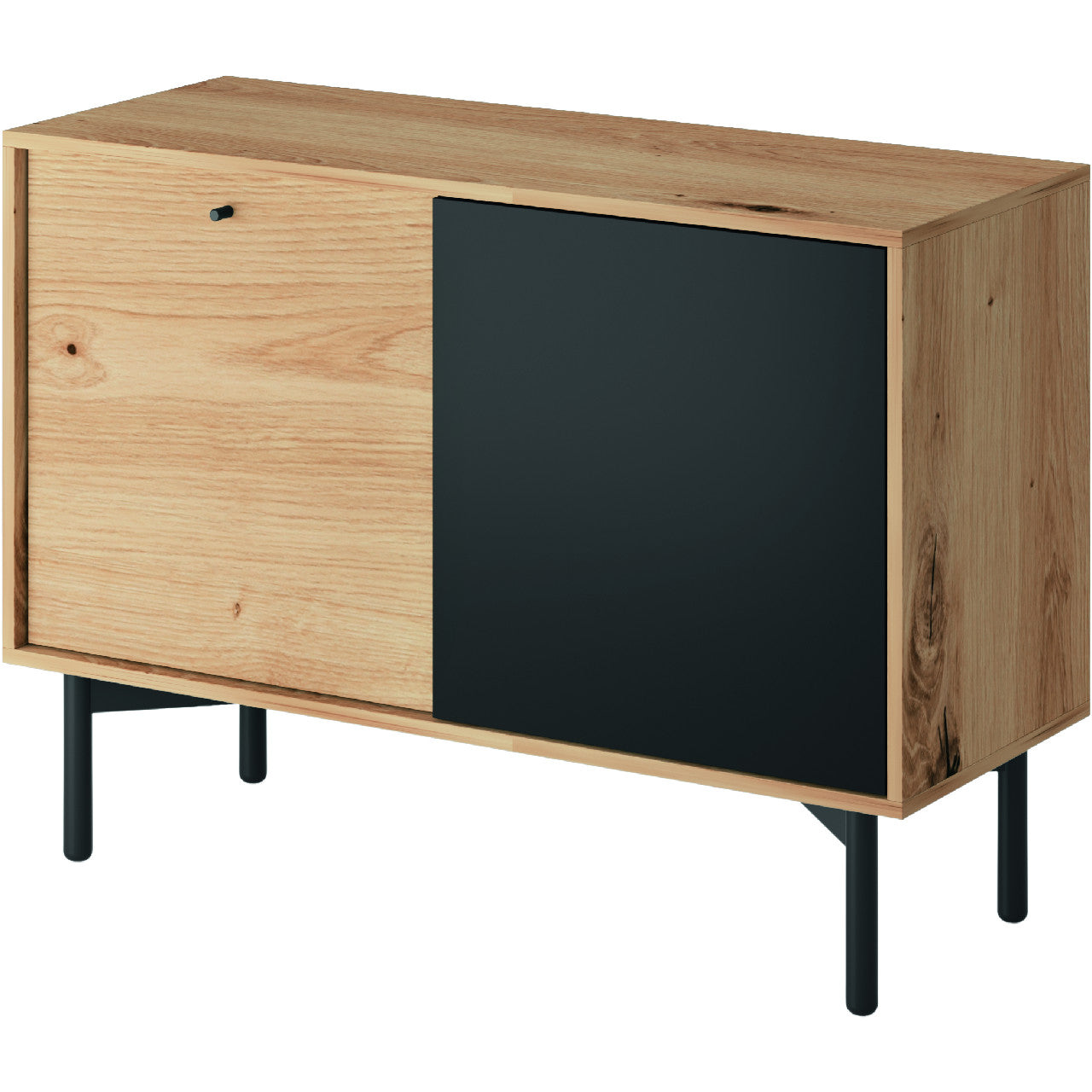 Chest of drawers FLOW 02 artisan oak / pearl black