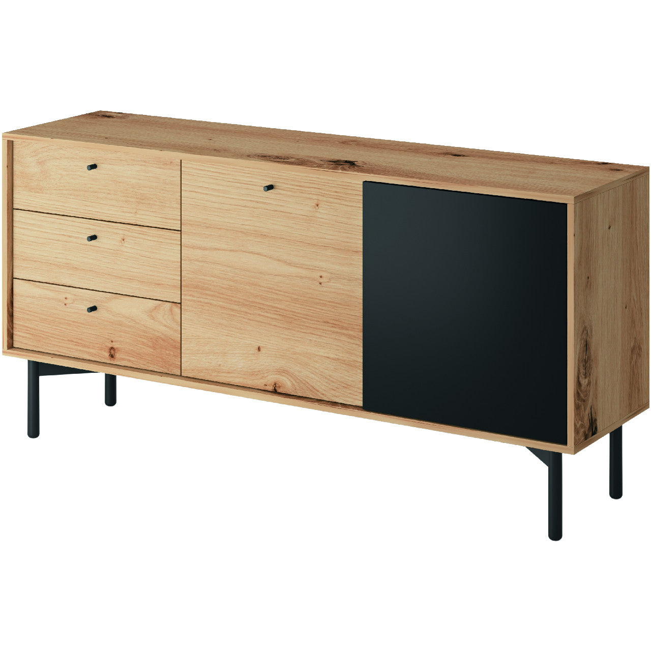 Chest of drawers FLOW 03 artisan oak / pearl black