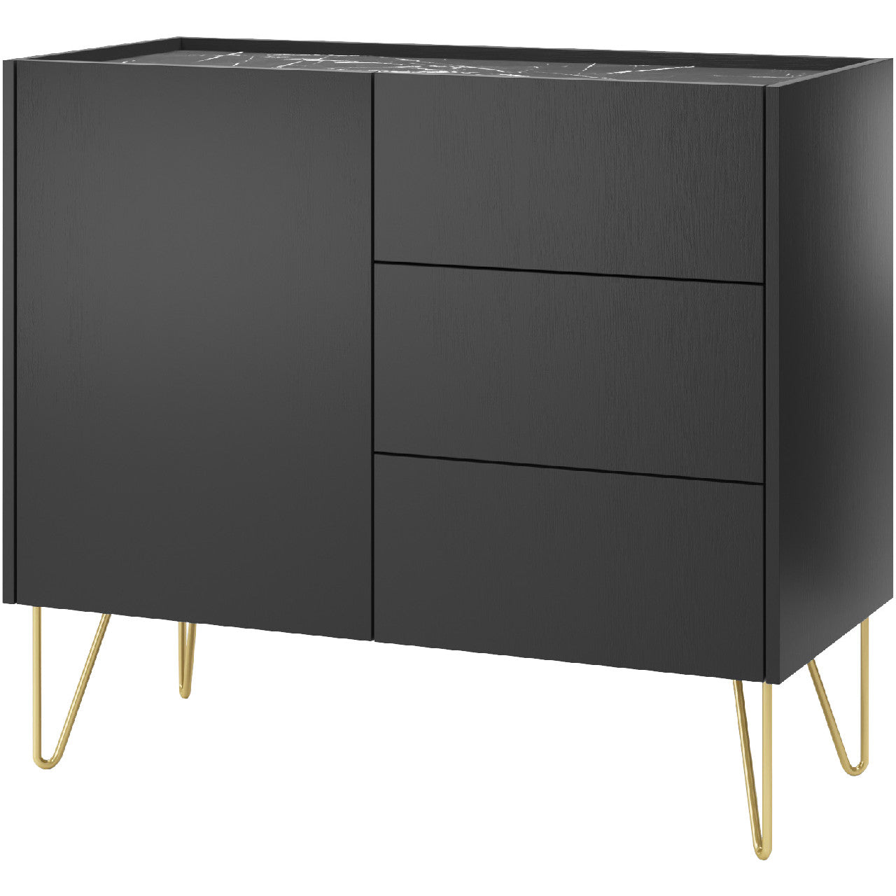 Chest of drawers HARMONY 02 black / black marble