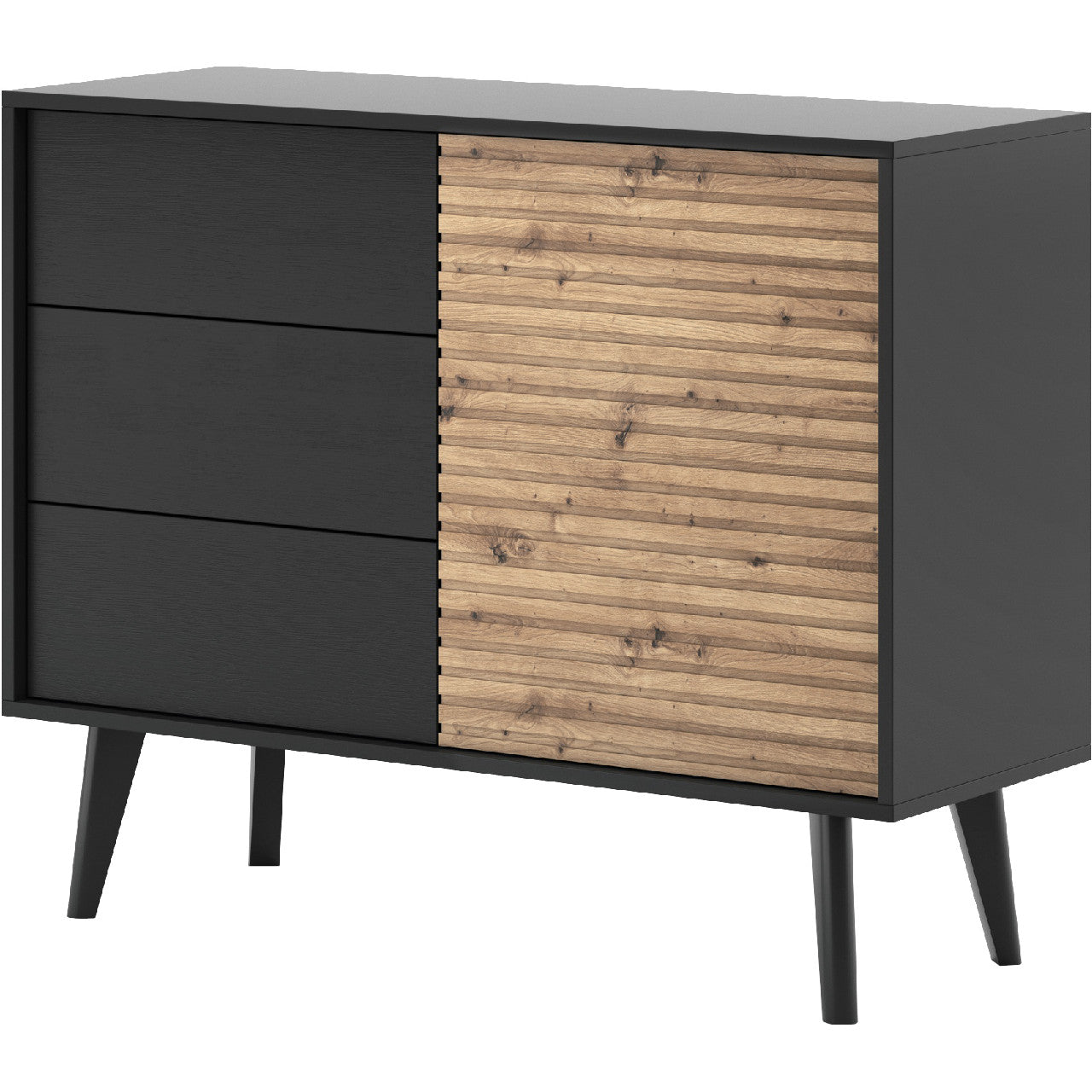 Chest of drawers WILLOW 02 black / artisan oak