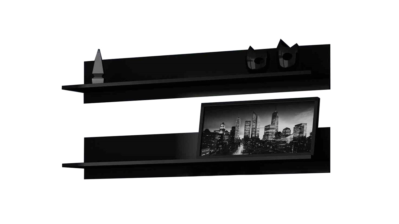 2 piece wall shelf set SOHO 120 SH5B black