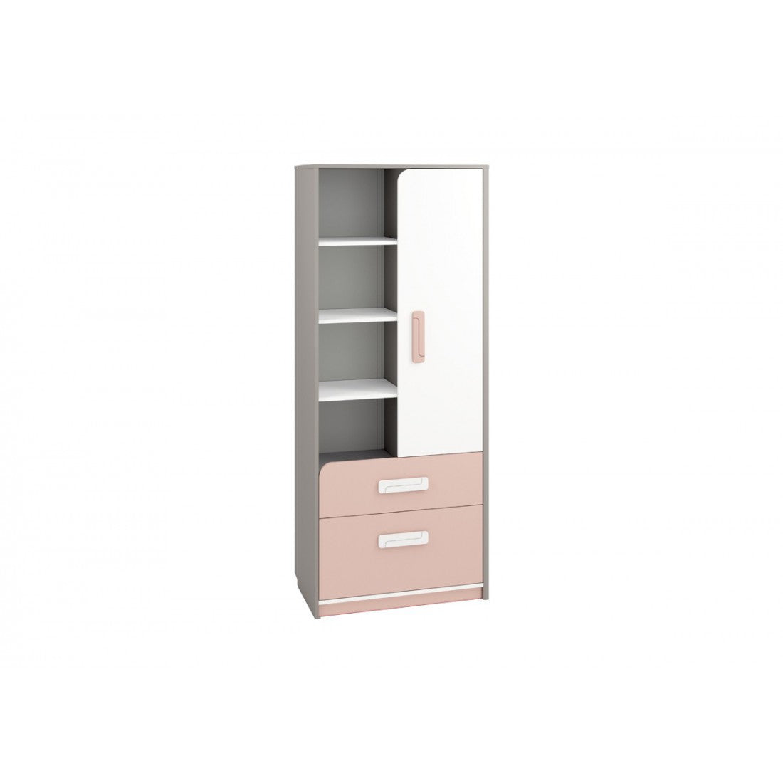 Bookshelf AIQ AQ03 80 grey platinum / white / powder pink