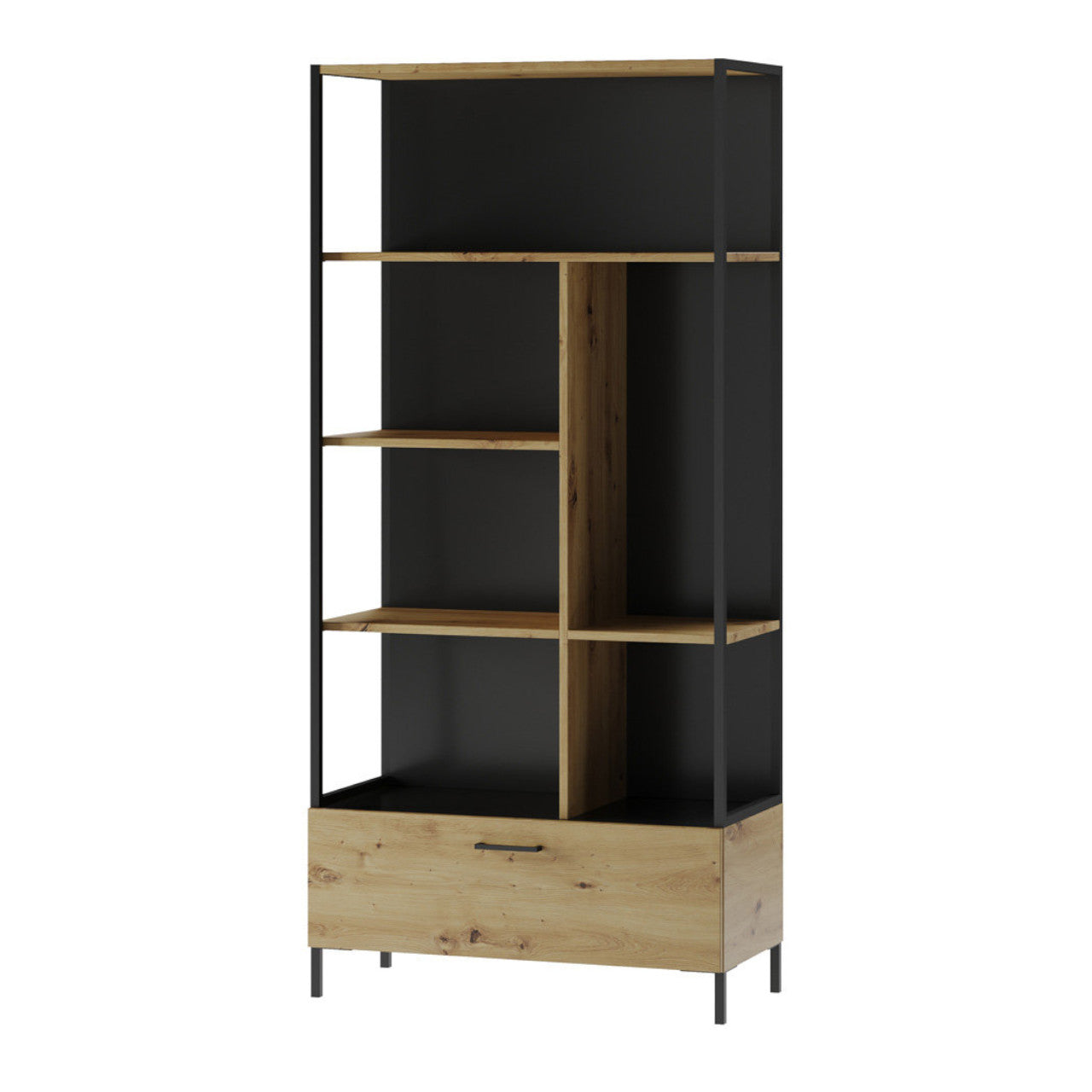 Bookcase LUCAS LC04 90 artisan oak / black