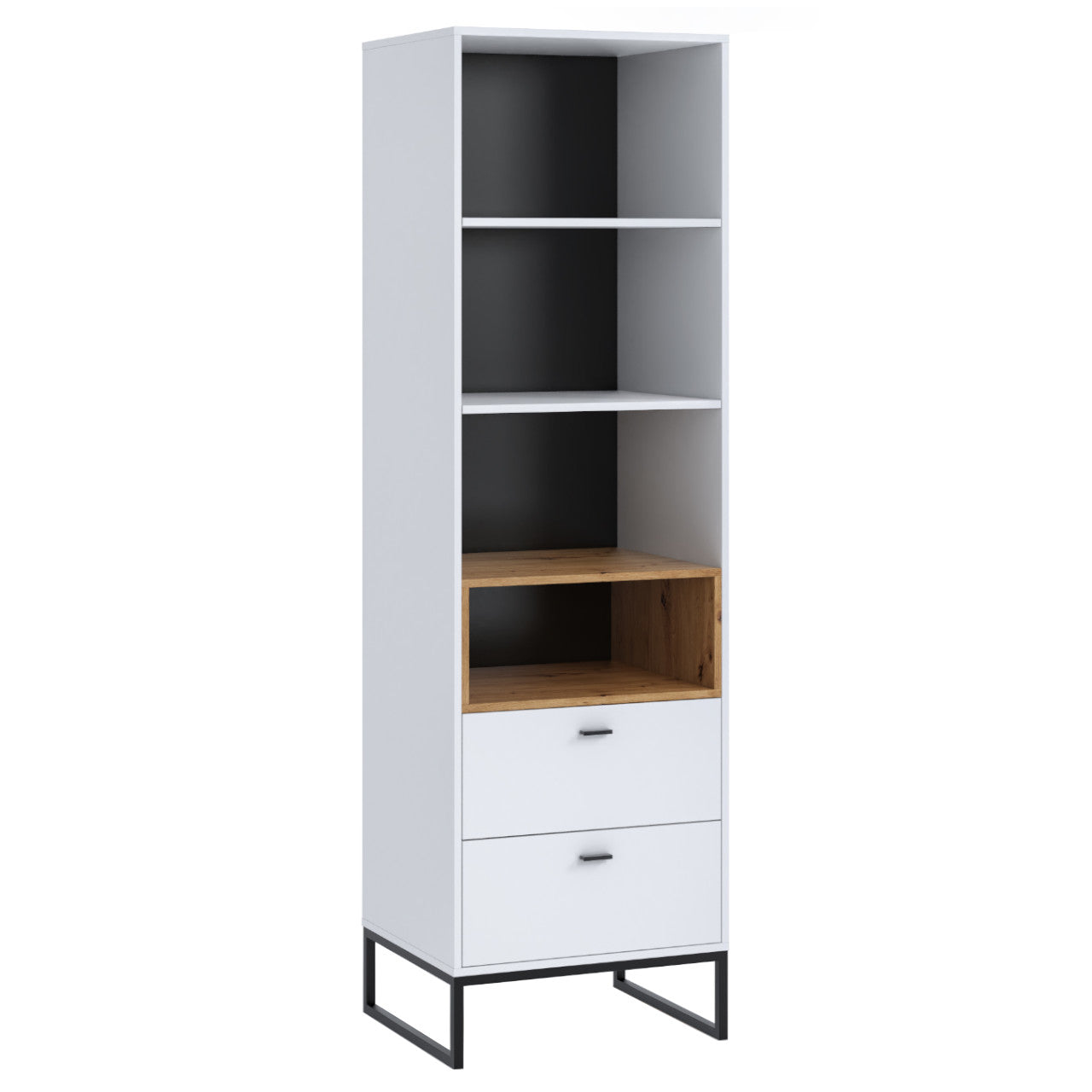 Bookshelf OLIER OE6 white / oak artisan