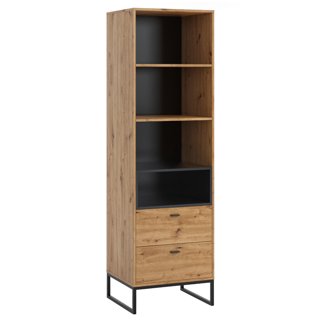 Bookshelf OLIER OE6 oak artisan / black