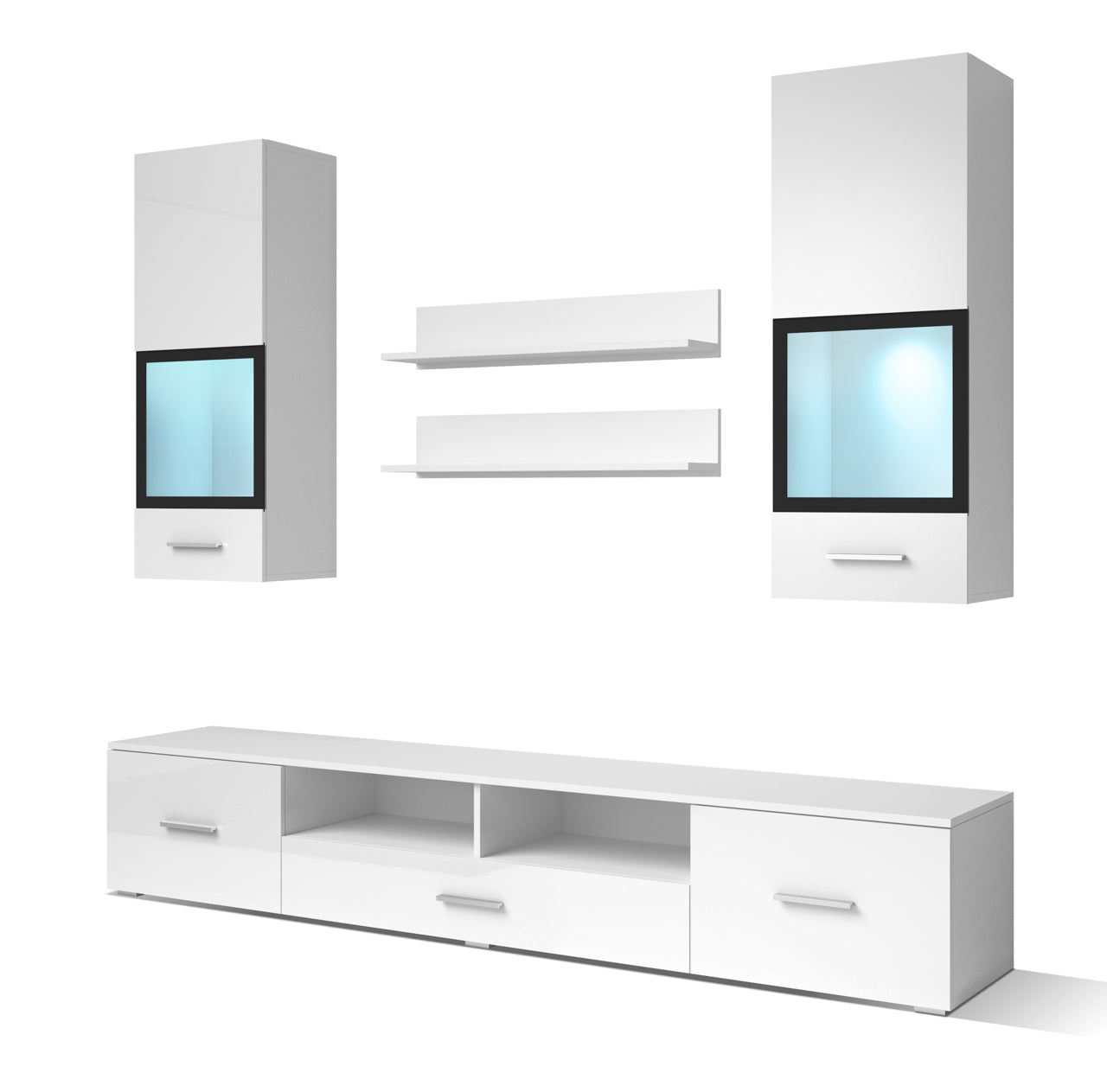 Wall Unit SARAH White gloss / Black frames