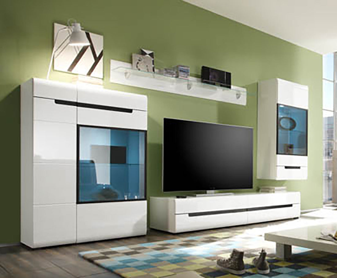 Wall unit HEKTOR 2 white laminate / white gloss