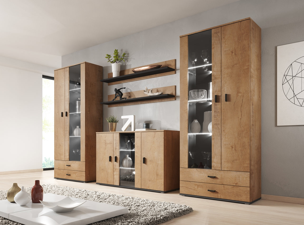 Wall Entertainment Unit SOHO 10I oak lefkas / black