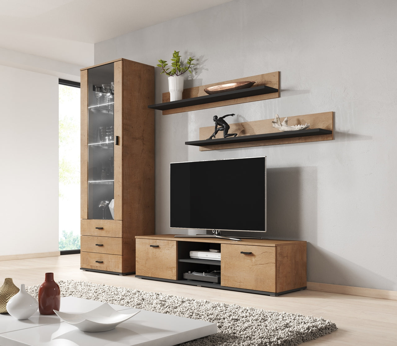 Wall Entertainment Unit SOHO 7I oak lefkas / black