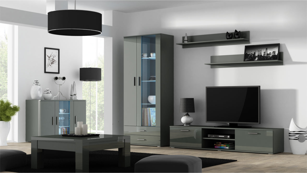 Wall Entertainment Unit SOHO 9H grey gloss