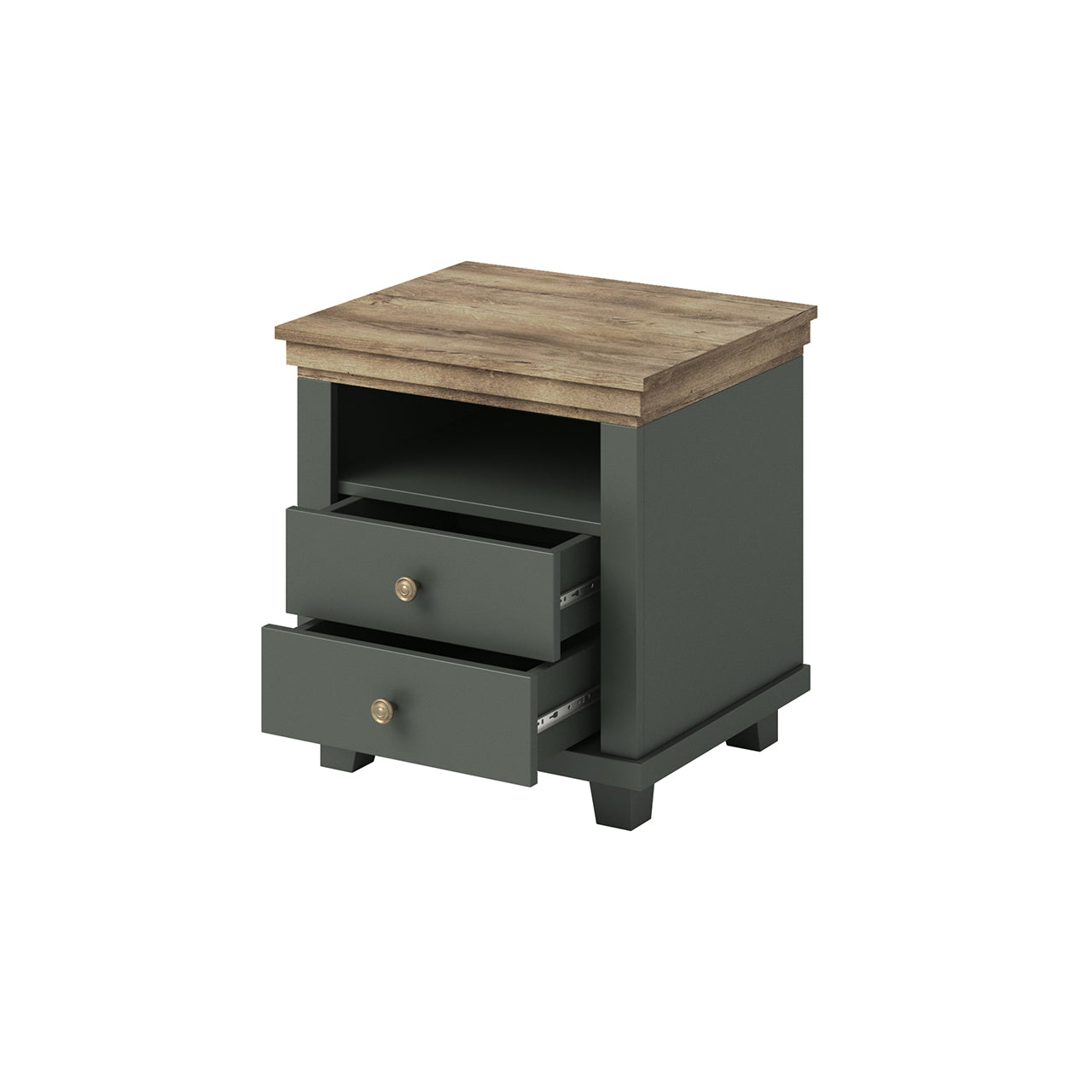 Bedside table EVORA EV22 green / oak lefkas