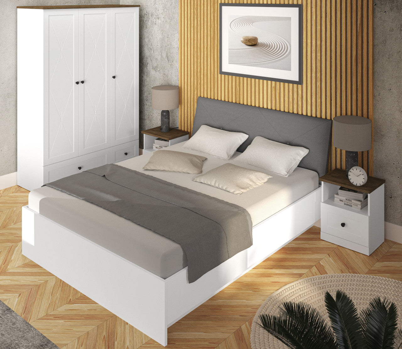 Bedroom Furniture HANNAH 2 white / lefkas oak