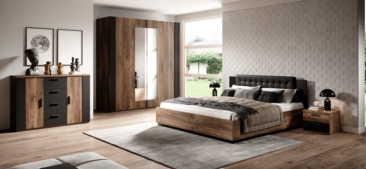 Bed 140x200 SIGMA SG30 flagstaf oak copper / black