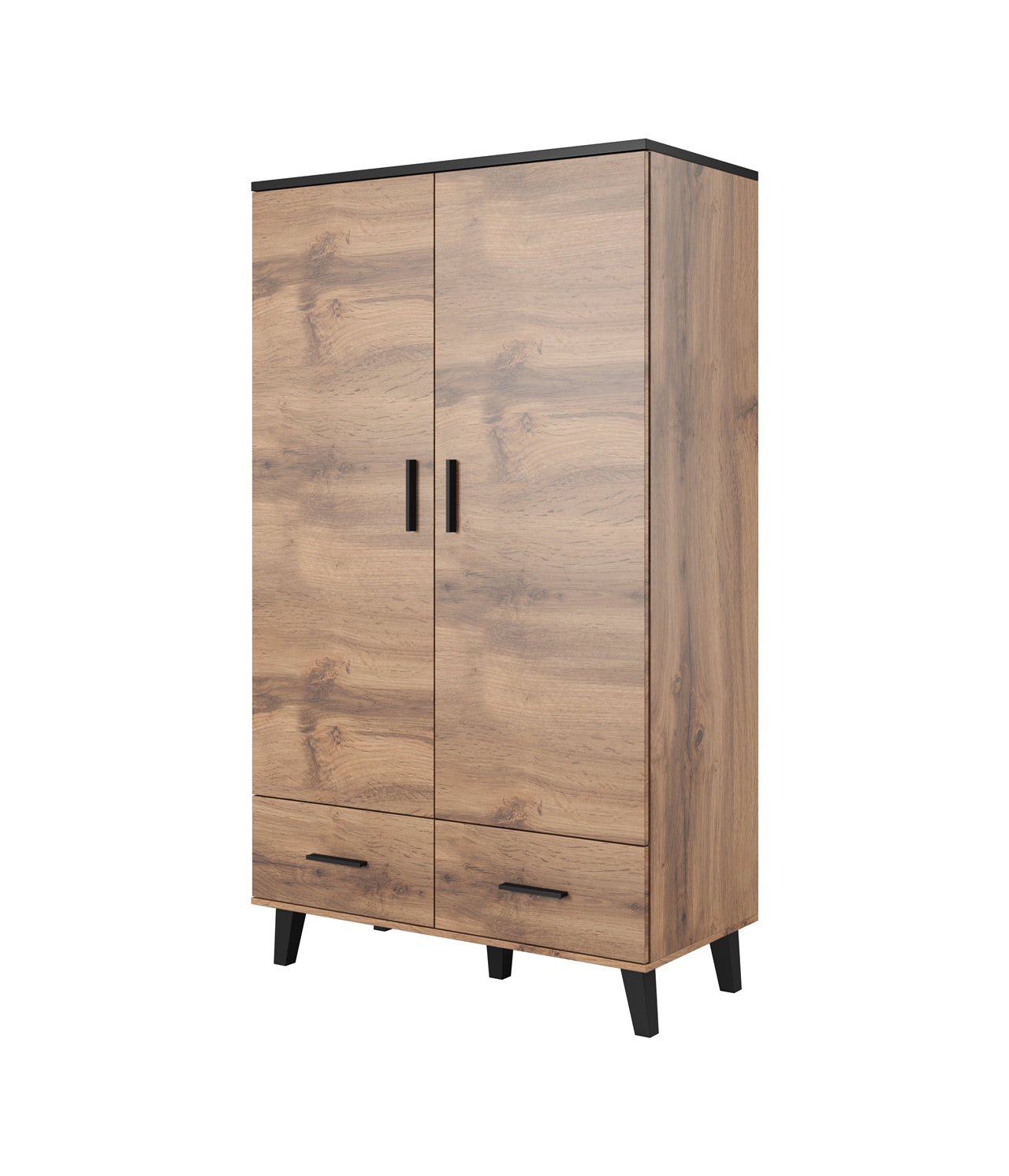 2 Door Wardrobe LOTTA wotan oak / black