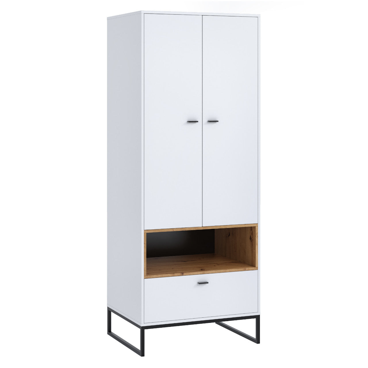 Wardrobe OLIER OE8 white / oak artisan