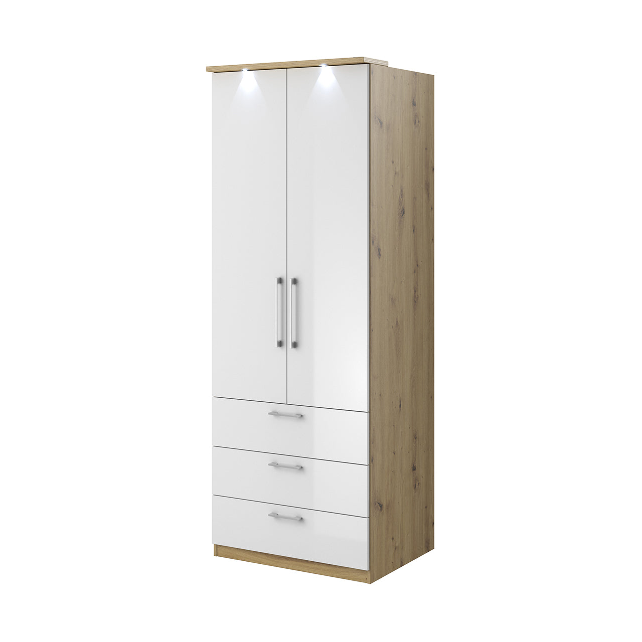 Wardrobe OPTIMA OP68 artisan oak / white gloss