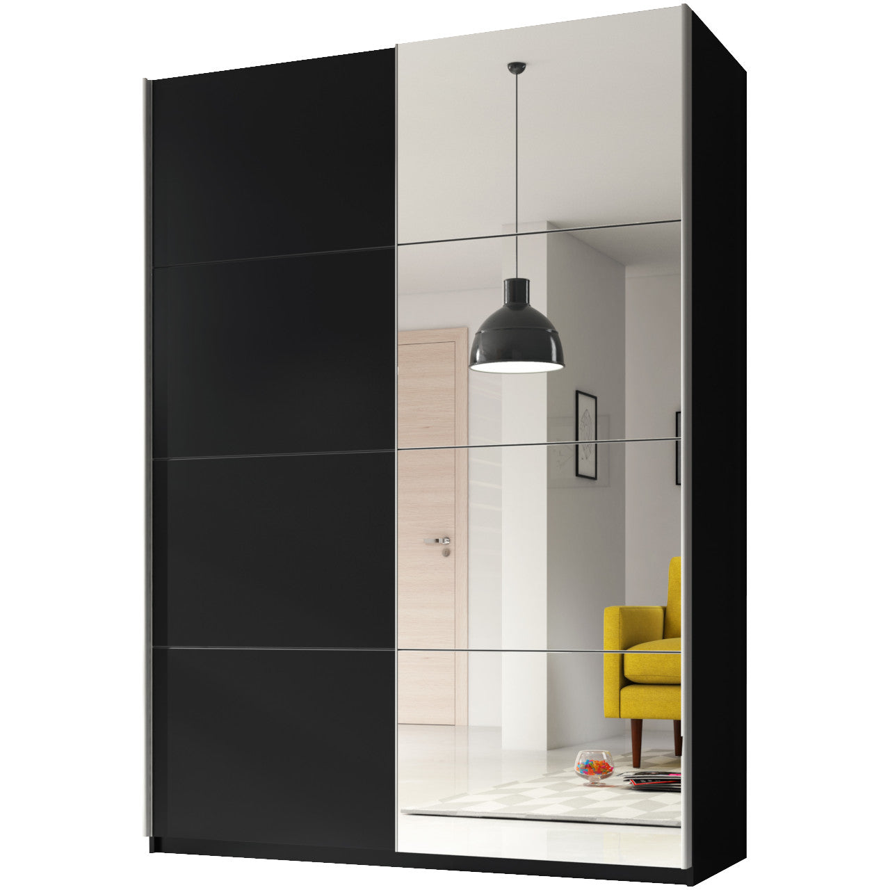 Wardrobe with mirror BETA BE55 150cm black