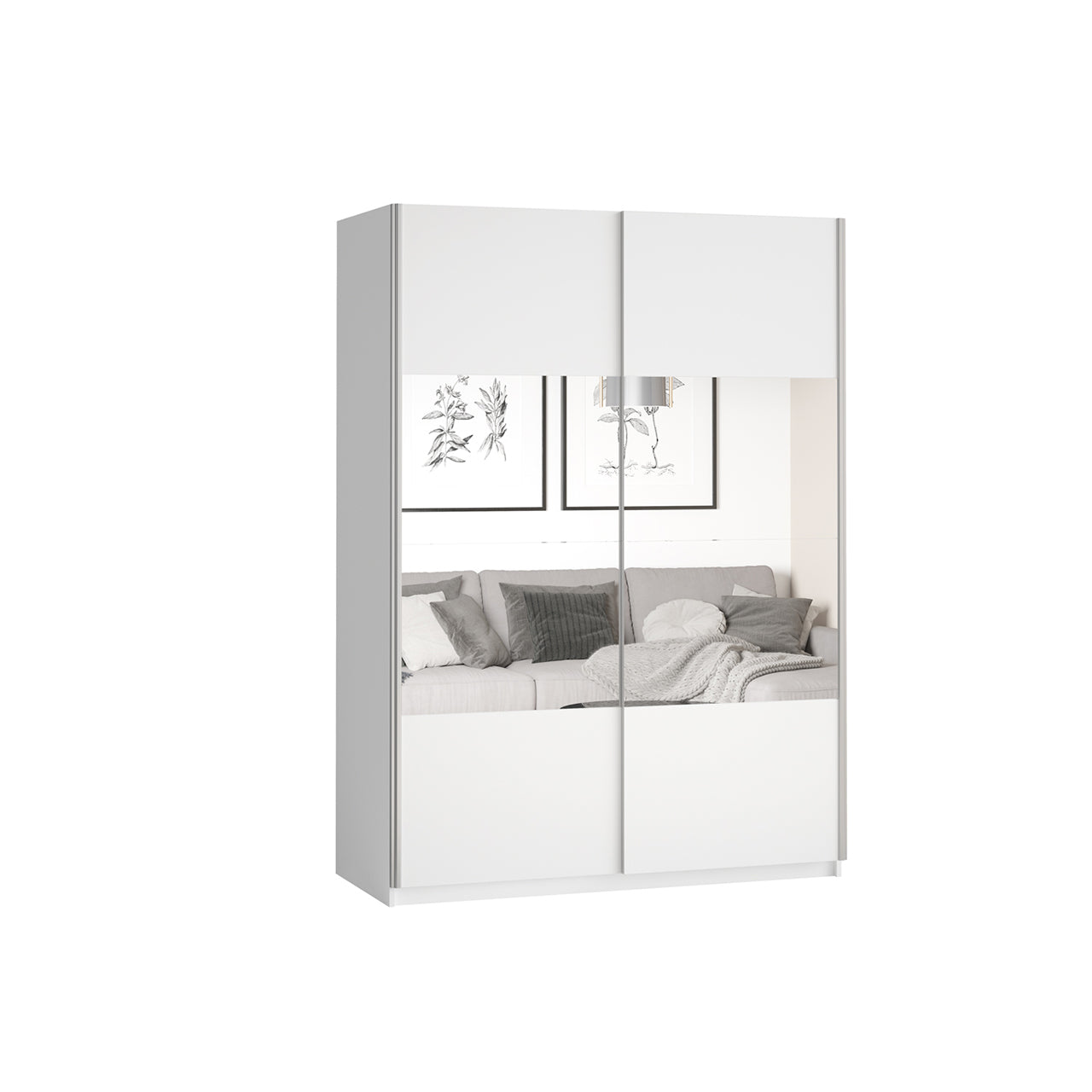 Wardrobe with mirror BETA BE55 150cm white