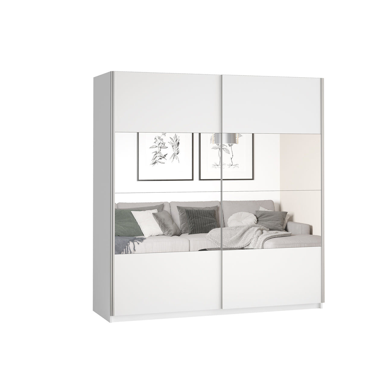 Wardrobe with mirror BETA BE57 200cm white