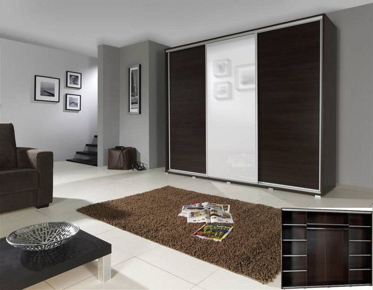 Mirrored Sliding Door Wardrobe SILVER 255