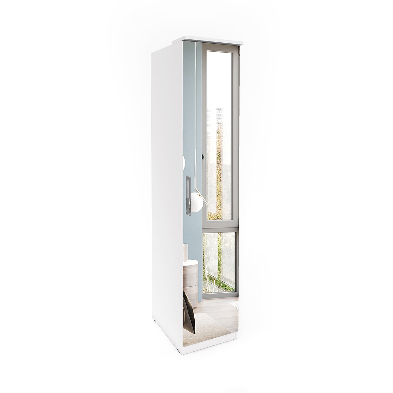 Wardrobe with mirror OPTIMA OP57 white