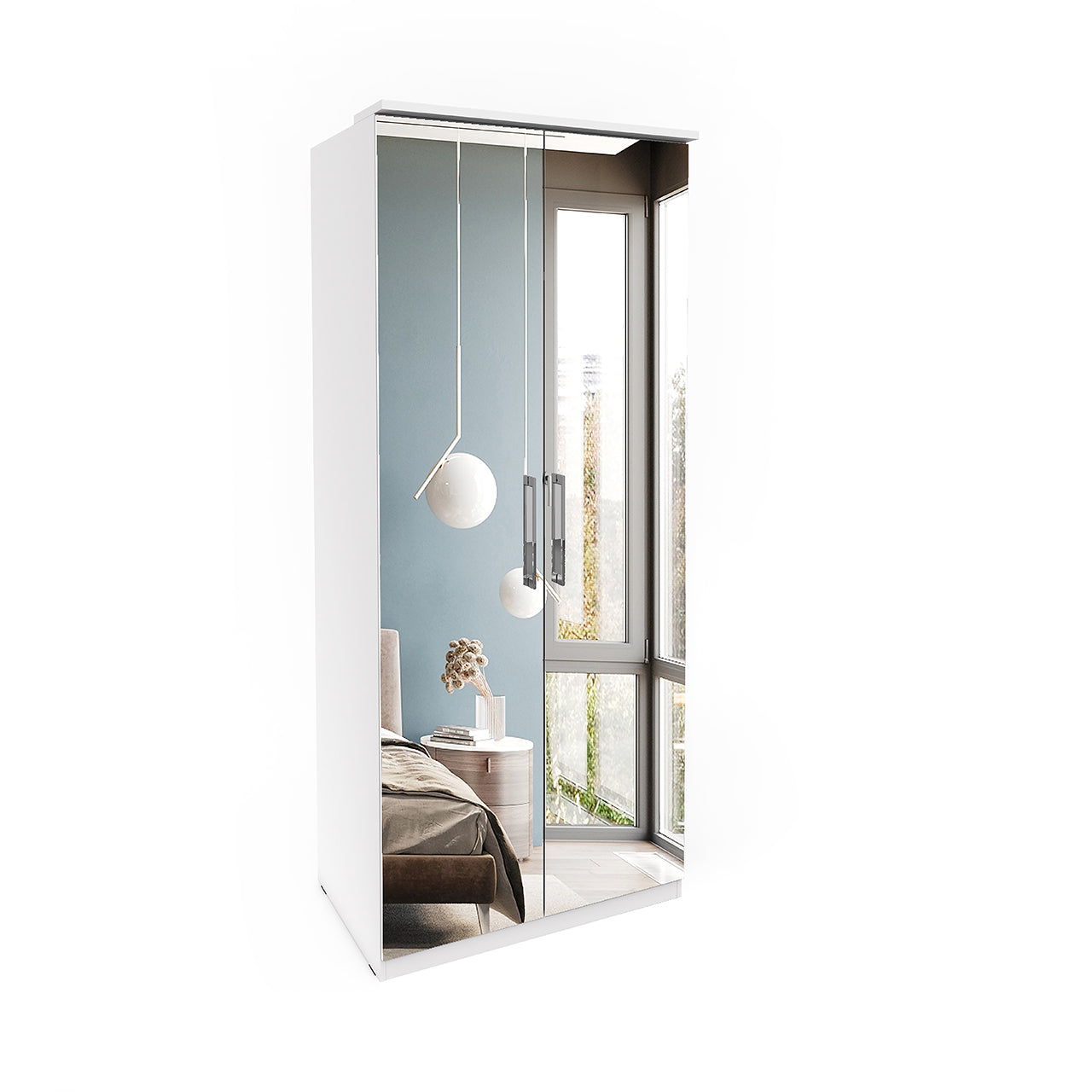 Wardrobe with mirror OPTIMA OP58 white