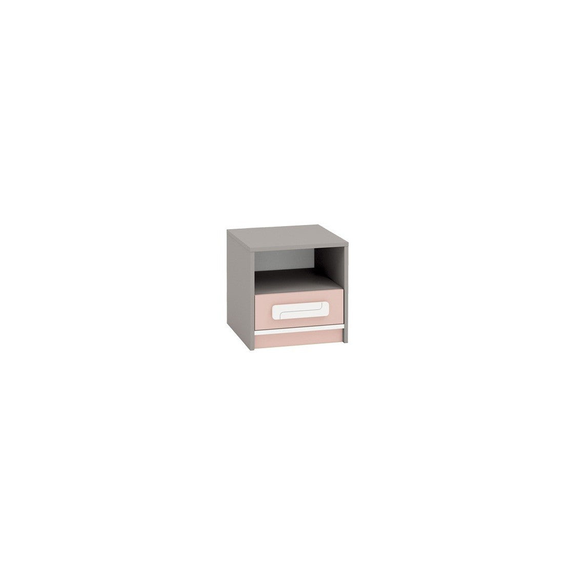 Bedside cabinet AIQ AQ13 40 grey platinum / white / powder pink