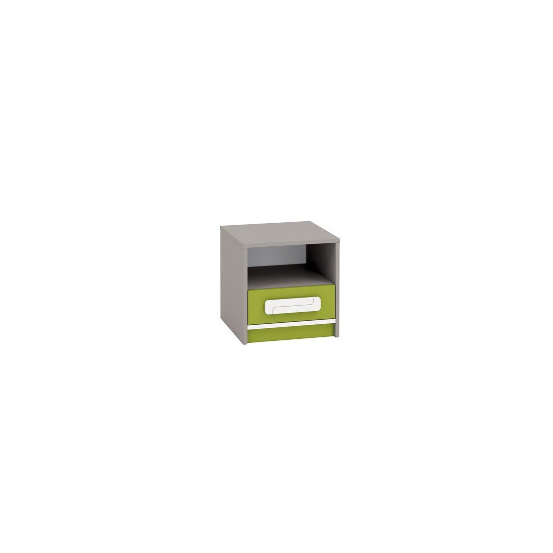 Bedside cabinet AIQ AQ13 40 grey platinum / white / green