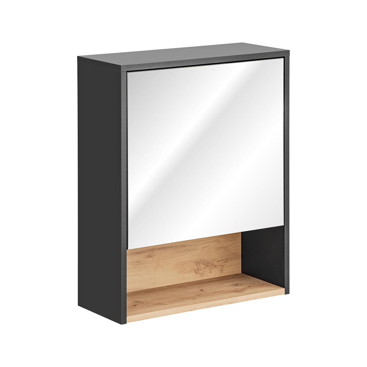 Bathroom Cabinet with mirror HILTON 840 gray cosmos / artisan oak