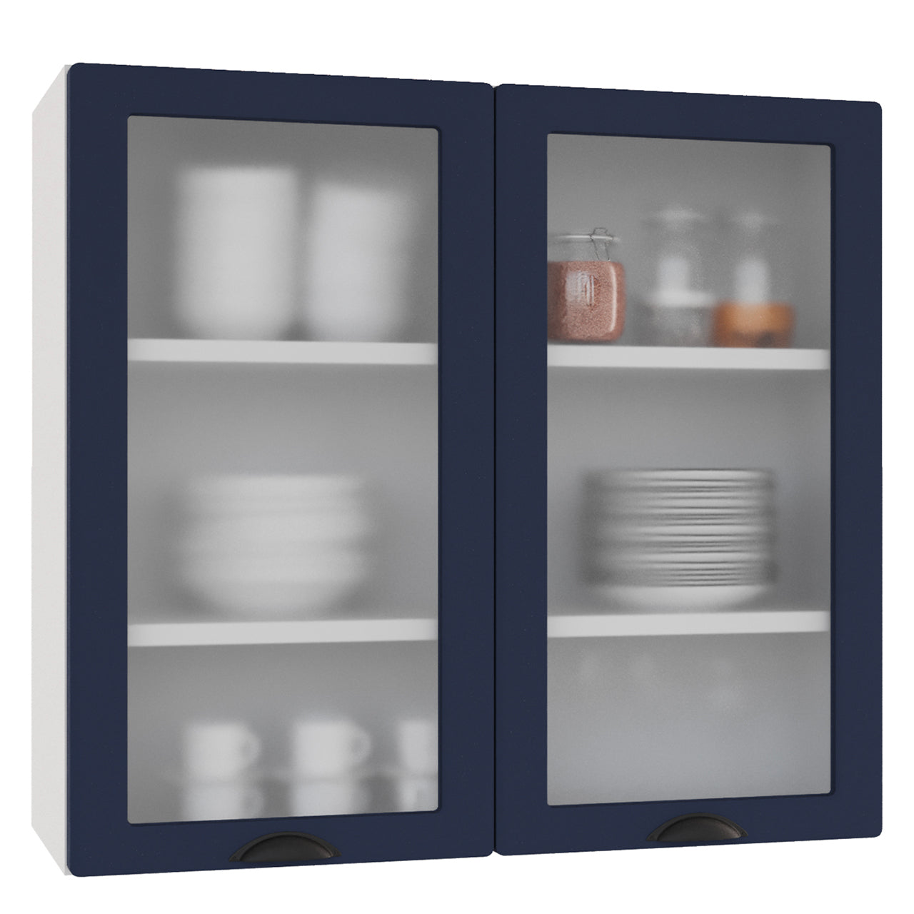 Upper glass showcase ADELE WS80 navy blue